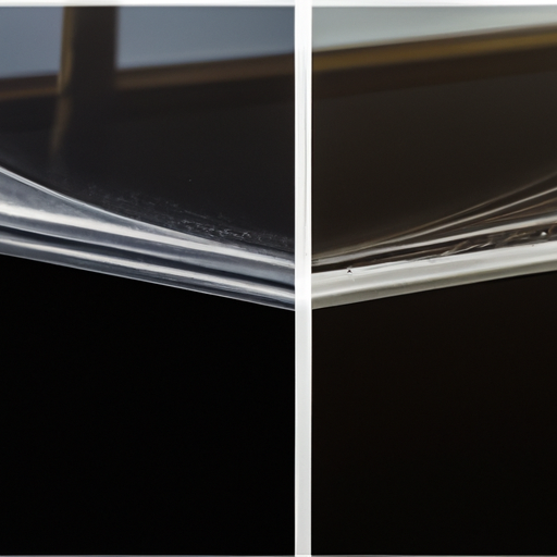 השוואה של משטח זכוכית לפני ואחרי ליטוש, המראה את הסרת השריטות.